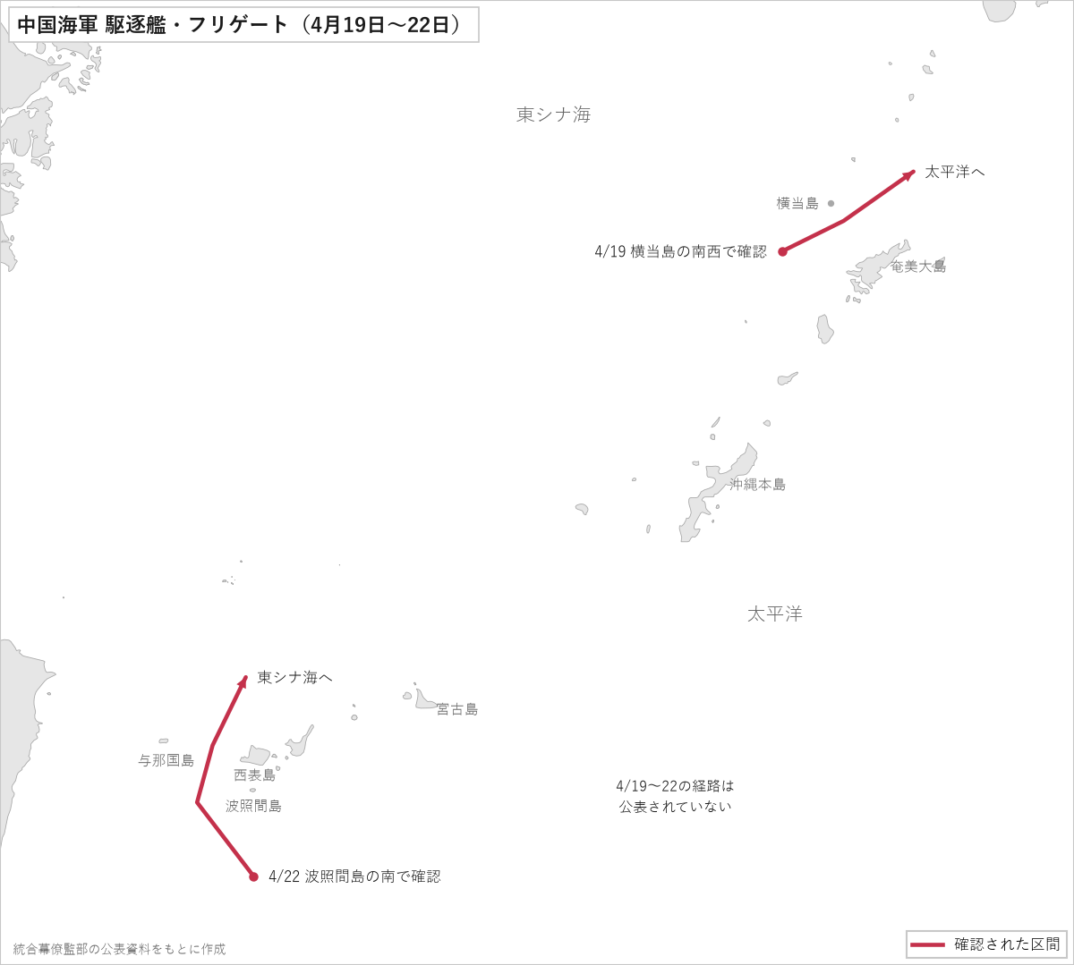 中国海軍の駆逐艦とフリゲートの動き