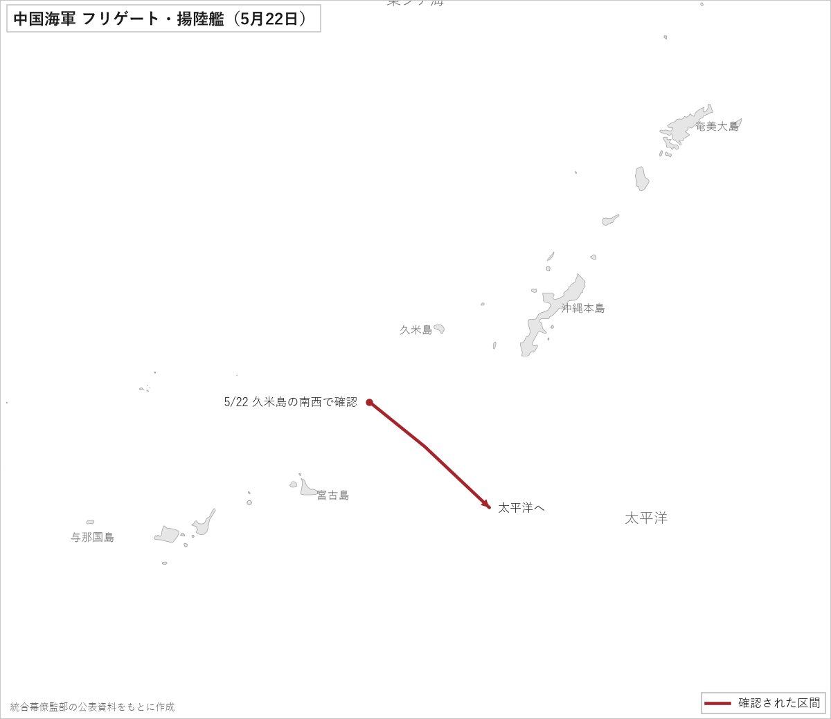 中国海軍のフリゲートと揚陸艦の動き